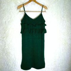 グレイル【M】レディース オフショルダー ニット ミニワンピース グリーン