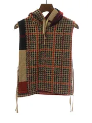 Engineered Garments エンジニアドガーメンツ 千鳥格子柄ノースリーブニットパーカー ブラウン系のサムネイル