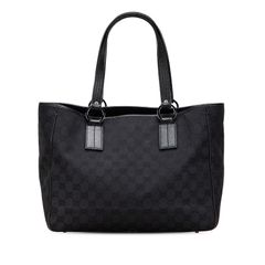 グッチ GGキャンバス トートバッグ ハンドバッグ ブラック キャンバス レザー レディース GUCCI【1-0214242】