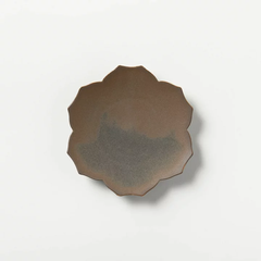 KIWAKOTO YURI DISH Small 15cm つちこ(茶色) 花のお皿 京焼 清水焼