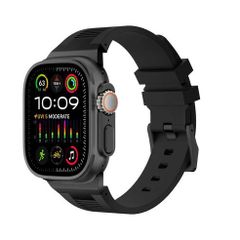 アップルウォッチバンド（Apple Watchバンド）プレミアムリキッドシリコンバンド【ブラックブラック】42mm/44mm/45mm/46mm/49mm対応 [BELTIES]