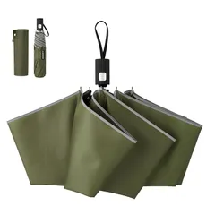 Konciwa 折りたたみ傘 ワンタッチ 自動開閉 メンズ 260g超軽量 8本骨自動開閉 折り畳み傘 おりたたみ メンズ レディース 折りたたみ傘 ワンタッ 撥水速乾 耐強風 男女兼用 携帯しやすい (オリーブ) 0