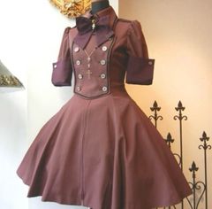 中古美品  atelier boz グランティア 軍服ワンピース アトリエボズ 新品パニエ付き 赤 えんじ レッド ワインレッド ボルドー