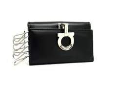 ■美品■ Salvatore Ferragamo フェラガモ ガンチーニ レザー 6連 キーケース 鍵入れ メンズ レディース ブラック系 FR4292