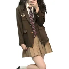 ☆ ブラウン ☆ S ☆ フォーマルスーツ 女の子 4点セット 制服 ブレザー 4点セット 高校生 女子 JK ジャケット シャツ ネクタイ スカート 卒業式 上下セット スーツ 女子高生 制服上下 セットアップ 制服セット コスプレ 入学式 学生 中学生