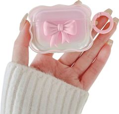 OwnestX AirPods Pro 2用ケース かわい 蝶結び おしゃれ 滑り止め 擦り傷防止 全面保護 衝撃吸収 耐衝撃 レディース ギフト 女性向け-ピンク