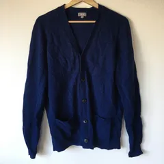 ユニクロ プレミアムVネックラムカーディガン メンズ L ブルー 2691202510080030