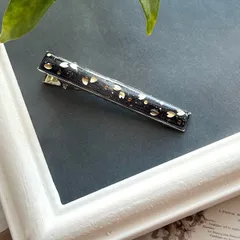 夜桜の花吹雪 ヘアクリップ 花びら 黒 ブラック 髪留め ヘアピン ハンドメイド