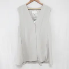 未使用 24SS 自由区 ジユウク 洗える トリアセダブルクロス ジレ Vネック ベスト VRWRCS0001 大きいサイズ 44 ライトグレー レディース 古着 中古 USED