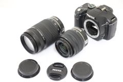 【返品保証】 ペンタックス Pentax K-m SR smc Pentax-DA L 55-300mm F4-5.8 18-55mm F3.5-5.6 デジタル一眼  e466