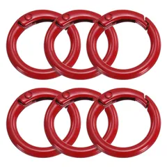 uxcell 12個 金属スプリングOリング0.7”トリガースプリングキーリングバックルラウンドスナップクリップ DIYキーチェーンバッグ財布ハンドバッグ用 レッド