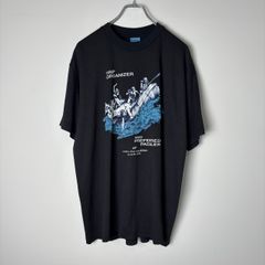 【XL】80s 90s USA製 Stedman ヴィンテージ Tシャツ カヌー ボート フォト アート ブラック シングルステッチ 古着