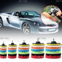 【新品・未使用】 7個のバフパッド 3/5/6/7インチ 自動車用研磨パッドキット 研磨研磨機 ドリルアダプター 木工工具 複合アクセサリ