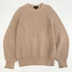 極美品 ドゥロワー Drawer 編み目切替 クルーネックニット アイボリー