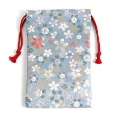 新品 西陣織 金襴 御朱印帳入れ 巾着 京都芸美堂 日本製 (青 桜)
