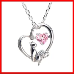 【送料無料 】GemType: 4月：ダイヤモンド [未来天使] ネックレス レディース ハート 猫 ダンシングストーン シルバー 選べる 誕生石 【ベビーピン