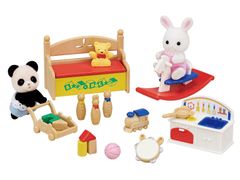 【おすすめ】シルバニアファミリー おもちゃいっぱいセット-しろウサギ・パンダの赤