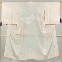 □E6543□未使用品□きもの英 肌色 単衣 訪問着 洗える着物□丈163裄66