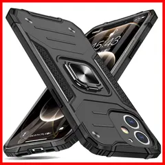 【速発送】 11 用 ケース リング付き 衝撃吸収 耐衝撃 落下防止 米国軍事ML標準取得 スタンド機能 C+ 二重構造 防塵 薄型 軽量 一体型 360度回転 全面保護カバー イフォン 11 用 ケース 黒 M-1051-17-01