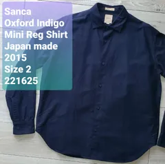 Sancaサンカ■美品 2015年 OXFORD MINI REGULAR SHIRT 日本製 2 長袖 インディゴ 紺 オックスフォード ミニ レギュラーシャツ リラックスフィット ルーズシルエット BEAMSのサムネイル