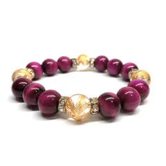 12mm 四神獣金彫水晶×ピンクタイガーアイ パワーストーン ブレスレット天然石 運気上昇 開運 恋愛運 お守り 青龍 白虎 玄武 朱雀 （ゴールド）メンズ・レディース　男性・女性　数珠ブレス　開運 [f]