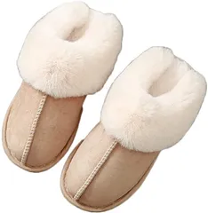 S&E スリッパ ファー ルームシューズ 滑り止め あったか かわいい おしゃれ ふわふわ 無地 もこもこ medium( ブラウン,  M)