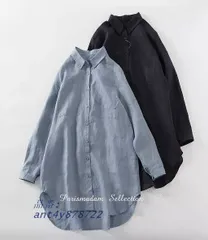 麻 定番シャツ ロングシャツ シンプル 長袖 七分袖 前開き 大きいサイズ有りMからXXLお出かけ女子会20代30代40代50代60代 リネンコットン ant4y878722