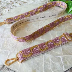 No.144 (ピンクライラック)『インド刺繍ショルダーストラップ』　スマホショルダー　バッグショルダー　インド刺繍アクセサリー