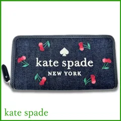 新品ケイトスペードkate spade花柄ラウンドファスナー長財布インディゴ