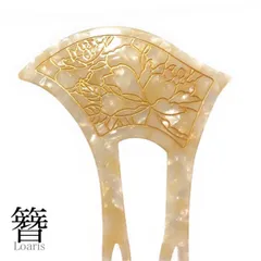 かんざし バチ型 白 髪飾り パール 花 フラワー 2本差し 挿し s21