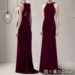 【美品・未使用新品】1着のみの特別価格 ベロア生地のサテンリボン付きロングドレス