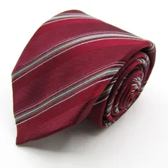 コムサメン ブランド ネクタイ シルク ストライプ柄 ライン柄 PO メンズ レッド COMME CA MEN 【中古】