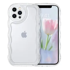 VENINGO いPhone 12 pro max ケース クリア ウェーブ おしゃれ TPU+PC 韓国 かわいい 可愛 人気 シンプル 滑り止め 薄型 軽量 耐衝撃 指紋防止 レンズ保護 ストラップホール付き シリコン TPU バンパー iPhone 1