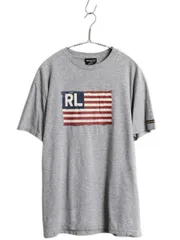 【お得なクーポン配布中!】 ポロジーンズ ラルフローレン 星条旗 プリント 半袖 Tシャツ メンズ M 古着 カットソー アート イラスト グラフィック ワンポイント グレー