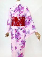 【新品】浴衣・帯セット(フリーサイズ) 113-0026