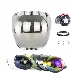 【新着商品】(シルバーメッキレンズ) シールド シールド シールド ヘルメット ヘルメット バイク 3スナップ 開閉式 日焼け止め 防風 吸収 紫外線 バブルシールド ジェットヘルメット Wayocfei