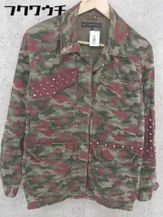 ◇ ◎ ZARA trafaluc denimwear 迷彩 スタッズ 長袖 ジャケット サイズEUR XS USA XS MEX24 カーキ系 レッド レディース 1101190001323