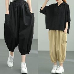 ワイドパンツ レディース クロップドパンツ ガウチョパンツ サルエルパンツ 9分丈 カジュアル ウエストゴム 無地 おしゃれ 可愛い 大人 体型カバー 通勤 着痩せ ゆったり 美脚 春 夏 zhangban170