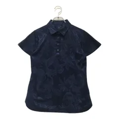 中古 レディース キャロウェイ Callaway 半袖ポロシャツ M 紺 ネイビー 総柄