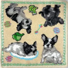 Fave フェイヴ シェニール織り ハンカチ タオルハンカチ ハンドタオル 23x23cm アニマルドッグシリーズ　フレンチブルドッグ  日本製【※メール便対応】