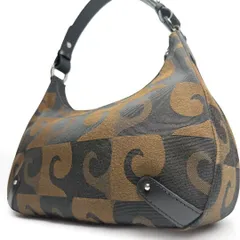 【極美品】pierre cardin ピエールカルダン アクセサリーポーチ ハンドバッグ ワンショルダーバッグ 肩掛け かばん 鞄 総柄 自立 お食事会 ブラウン