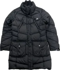 adidas ☆ ダウンコート 前ポケット◎ 長さ81cm ブラック レディース M 野外 完全 防寒 スポーツ 観戦 アウトドア 人気 アディダス■CK197