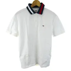 トミージーンズ ポロシャツ トップス 半袖 コットン ゴルフウエア メンズ Sサイズ ホワイト TOMMY JEANS 【中古】