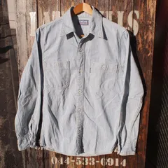 【BLUE BLUE】ブルーブルー  ハリウッドランチマーケット ハリラン 聖林公司 インディゴ ヘリンボーンストライプ ペイント加工 デニム ウエスタンシャツ 長袖シャツ  1 (S)