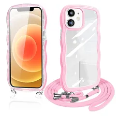 iPhone12 Pro / iphone12 ケース ショルダー クリア iphone12pro スマホケース カバー 透明 TPU ストラップ付き 肩掛け 首掛け 紐付き 斜めがけ 創意 個性 可愛い かわいい 韓国 薄型 耐衝撃 アイフォン12Pro