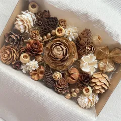 ドライフラワー ドライ ナッツ 木の実 詰め合わせ セットˎˊ˗ クリスマス　クリスマスBOX  　ブラウン　ゴールド　ホワイト　ナチュラルクリスマス 　ナチュラルミックス　No.106