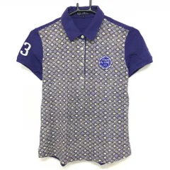 23区ゴルフ 半袖ポロシャツ パープル×ブラウン 前身頃総柄  レディース I(M) ゴルフウェア 23区