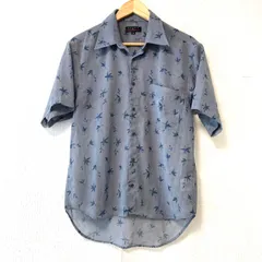 (^w^)b SISSY by KANSAI YAMAMOTO シシー バイ 山本寛斎 カンサイヤマモト 総柄 半袖 シャツ リーフ柄 薄手 爽やか 涼しげ 清涼感 胸ポケット付き トップス グレー メンズ 男性 サイズ M