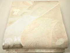 平和屋着物＊夏物　六通柄袋帯　唐織　流水草花文　銀糸　正絹　逸品　CAAS3450eg