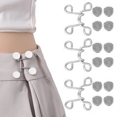 調節可能 ゆるゆるのジーンズ/ズボン/スカート/Tシャツ/パーカーなどを調節する取り外し可能ボタン 交換用 ウエストバックル 縫い目ない リベット付き (シルバー) 調整ボタン YFFSFDC【ウエスト調整ボタン27mm3セット】ジーンズ